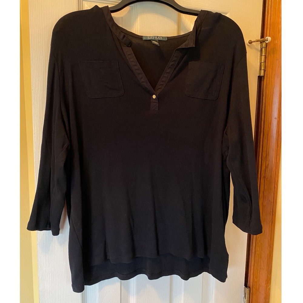 Lauren Ralph Lauren Black 3/4 Length Sleeve Top
